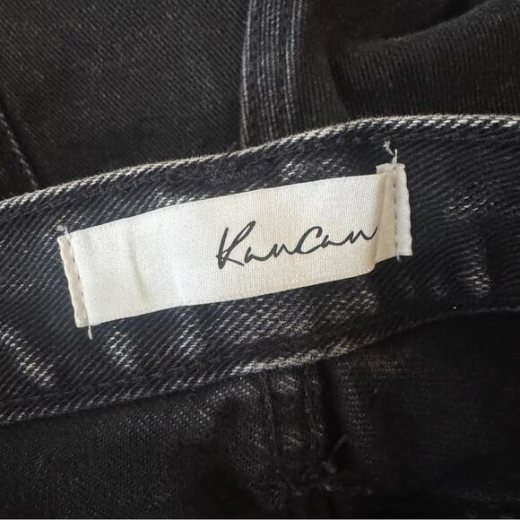 KanCan Arabella Ultra High Rise Bermuda Shorts Black Distressed Denim, Small - Picture 4 of 8